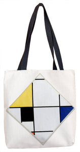 Lozenge Composition with Yellow, Black, Blue, Red, and Gray Tote Bag - ImageExchange