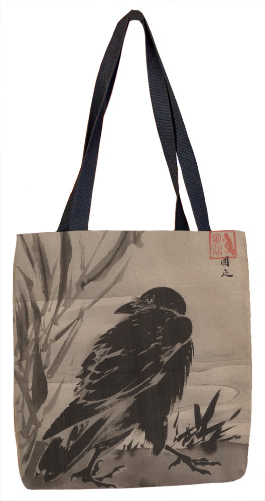 Crow and Reeds by a Stream Tote Bag - ImageExchange
